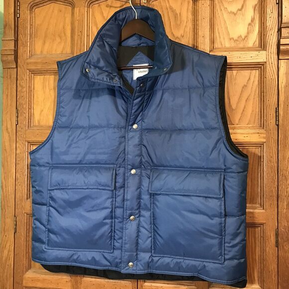 Haband Quilted Nylon Puffer Vest Men's 2XL Blue Hook & Loop Pockets Snap Front - Picture 3 of 10